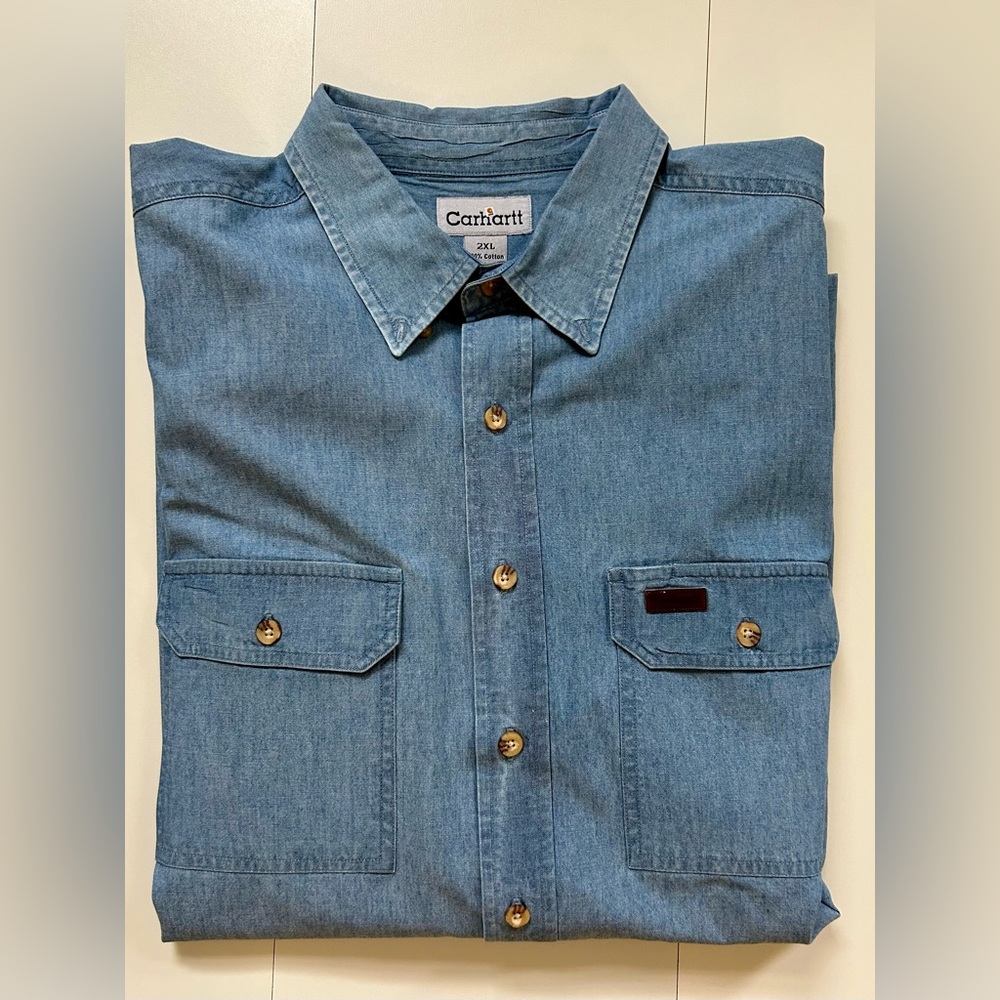 CARHARTT MENS CHAMBRAY BUTTON FRONT SHIRT 2XL